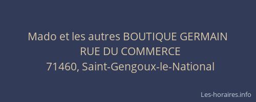 Mado et les autres BOUTIQUE GERMAIN
