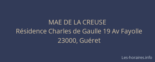MAE DE LA CREUSE