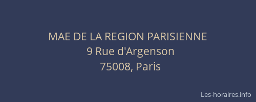 MAE DE LA REGION PARISIENNE