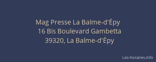 Mag Presse La Balme-d'Épy