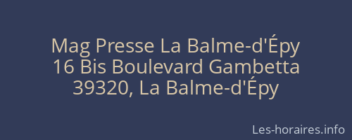 Mag Presse La Balme-d'Épy