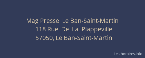 Mag Presse  Le Ban-Saint-Martin