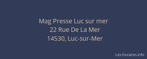 Mag Presse Luc sur mer