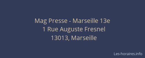 Mag Presse - Marseille 13e