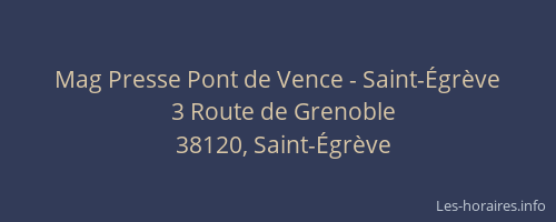 Mag Presse Pont de Vence - Saint-Égrève