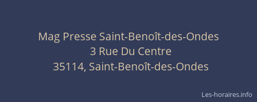 Mag Presse Saint-Benoît-des-Ondes