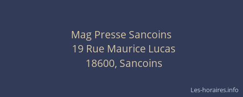 Mag Presse Sancoins