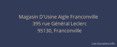 Magasin D'Usine Aigle Franconville
