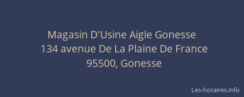 Magasin D'Usine Aigle Gonesse