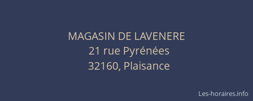MAGASIN DE LAVENERE