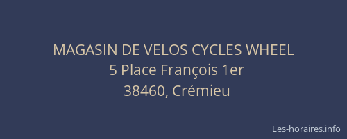 MAGASIN DE VELOS CYCLES WHEEL