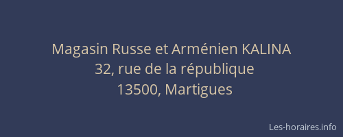 Magasin Russe et Arménien KALINA