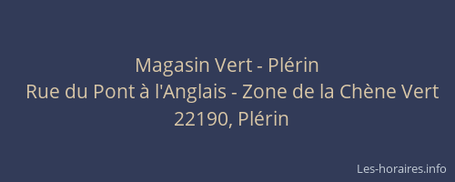 Magasin Vert - Pl&eacute;rin