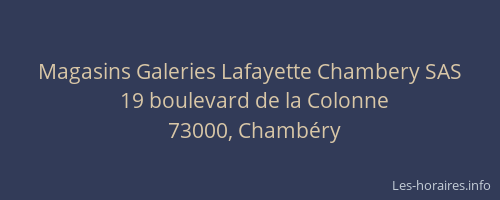 Magasins Galeries Lafayette Chambery SAS