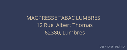 MAGPRESSE TABAC LUMBRES