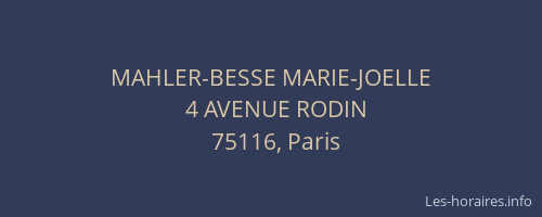 MAHLER-BESSE MARIE-JOELLE