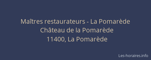 Ma&icirc;tres restaurateurs - La Pomar&egrave;de