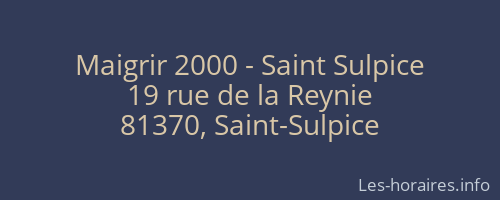 Maigrir 2000 - Saint Sulpice