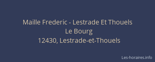 Maille Frederic - Lestrade Et Thouels