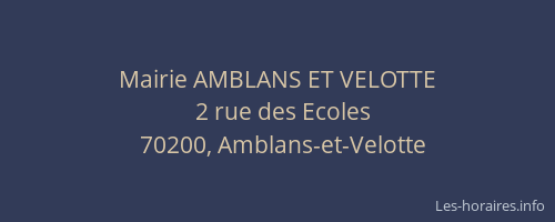 Mairie AMBLANS ET VELOTTE
