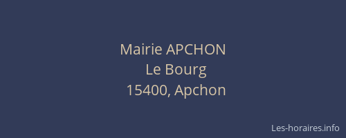 Mairie APCHON