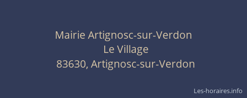 Mairie Artignosc-sur-Verdon