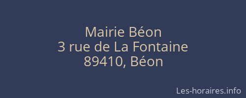 Mairie B&eacute;on