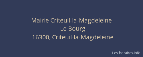 Mairie Criteuil-la-Magdeleine