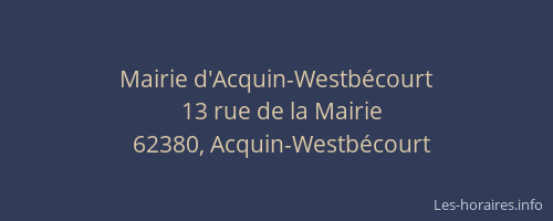 Mairie d'Acquin-Westbécourt