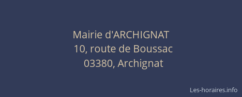 Mairie d'ARCHIGNAT