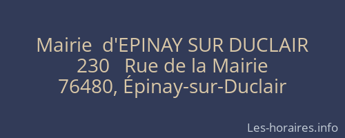 Mairie  d'EPINAY SUR DUCLAIR