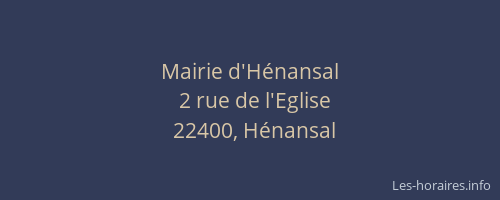 Mairie d'H&eacute;nansal