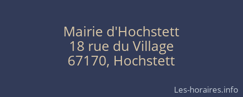Mairie d'Hochstett