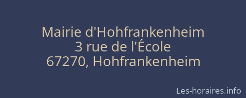 Mairie d'Hohfrankenheim