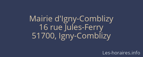 Mairie d'Igny-Comblizy