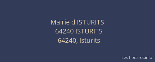 Mairie d'ISTURITS