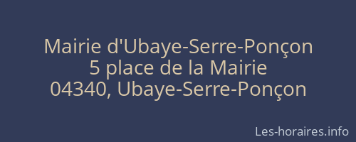 Mairie d'Ubaye-Serre-Ponçon