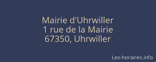 Mairie d'Uhrwiller
