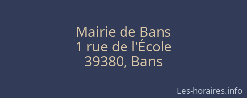 Mairie de Bans