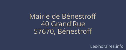 Mairie de Bénestroff