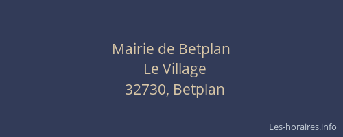 Mairie de Betplan