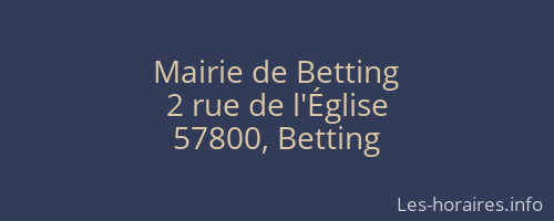 Mairie de Betting