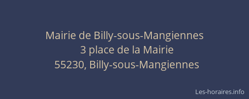 Mairie de Billy-sous-Mangiennes