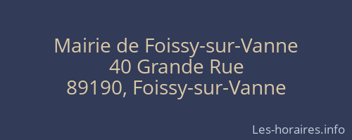 Mairie de Foissy-sur-Vanne