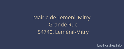 Mairie de Lemenil Mitry