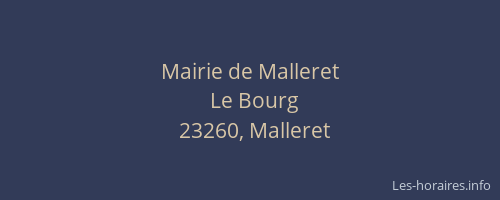 Mairie de Malleret