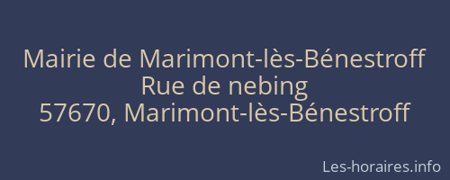 Mairie de Marimont-lès-Bénestroff
