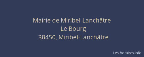 Mairie de Miribel-Lanchâtre