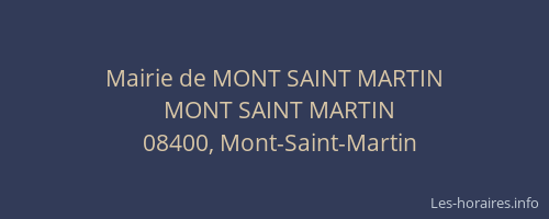 Mairie de MONT SAINT MARTIN