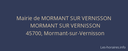 Mairie de MORMANT SUR VERNISSON